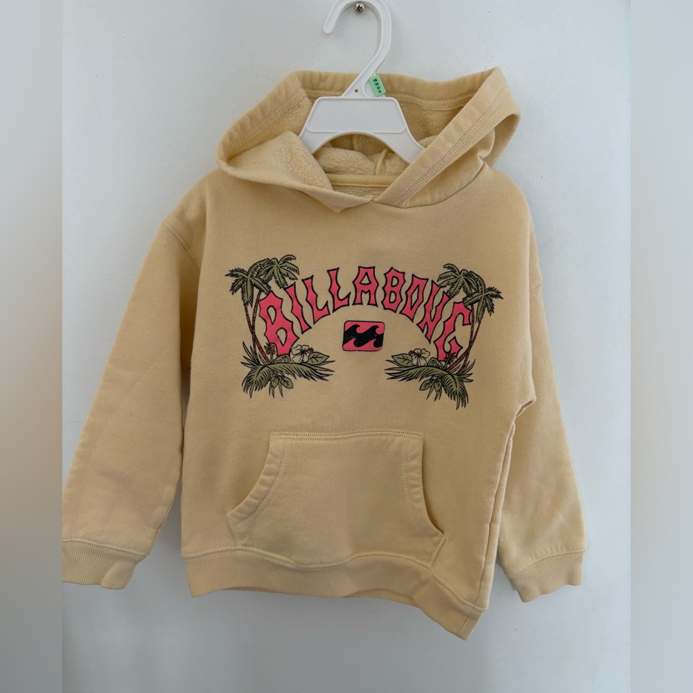 Billabong Kids Pale Yellow Hoodie Xsmall 5-6 years